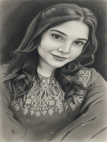 Pencil Sketch Portrait Girl